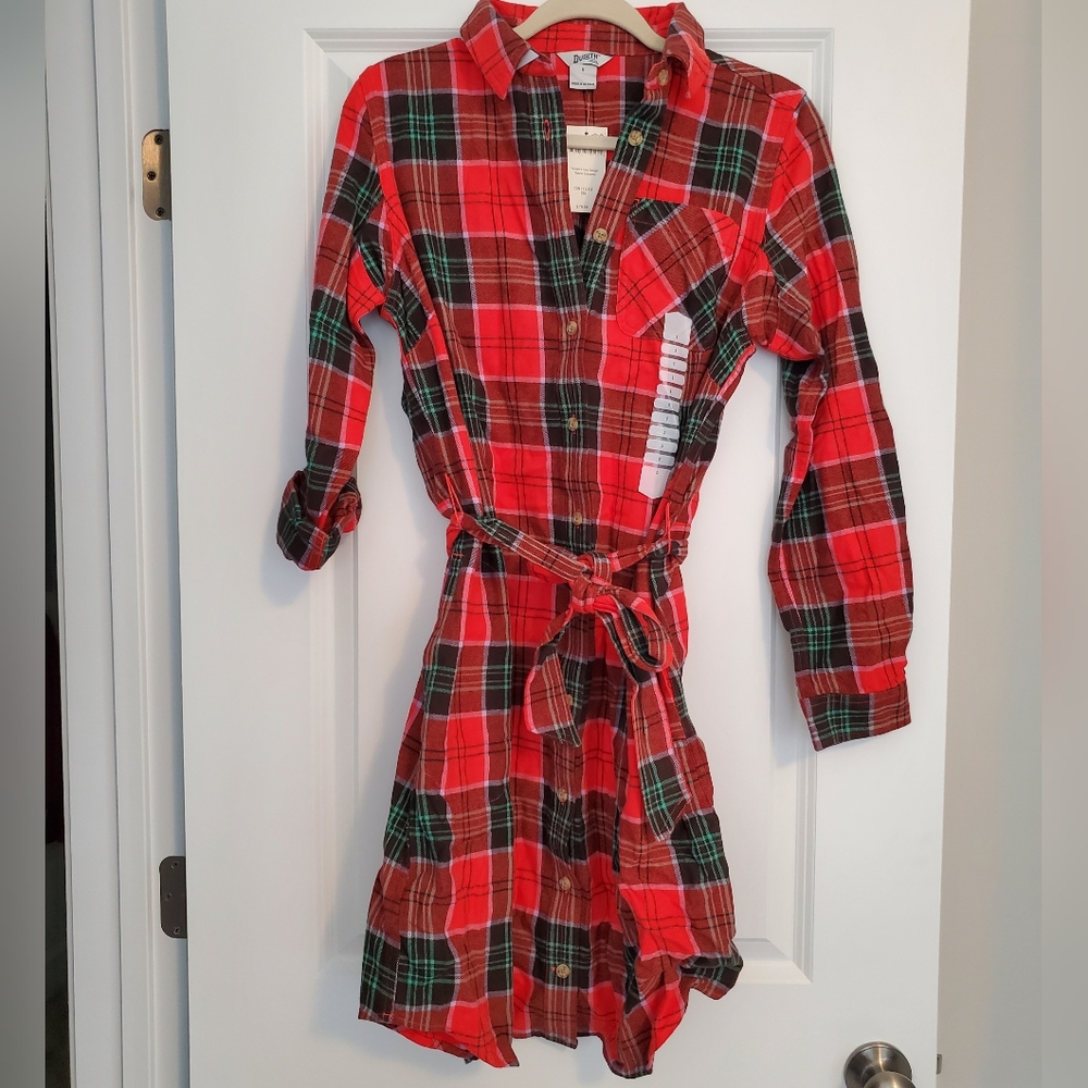 NWT Duluth Christmas Dress Women's Free Swingin' Flannel Shirtdress